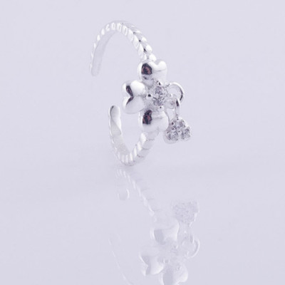 Nhẫn bạc nữ S925 Italia Bạc Xinh Huệ Ngân Cỏ bốn lá may mắn RR1372