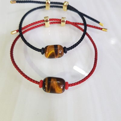 Vòng tay phong thủy charm hạt lu thống đá mắt hổ tự nhiên vàng nâu bóng đẹp Phối với dây đeo tay màu đen hoặc đỏ bất kỳ ạ Vòng tay may mắn hợp nữ mệnh thổ mệnh kim mệnh thủy ạ