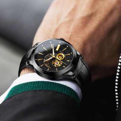 Đồng hồ nam chính hãng Lobinni L5015-1 ,Kính sapphire chống xước,Chống nước 50m,bảo hành 24 tháng,Máy cơ(Automatic,dây da đen xịn,máy lộ cơ