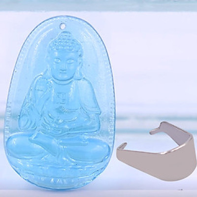 [Tuổi Tuất, Hợi] Mặt Dây Chuyền Phật A Di Đà Đá Pha Lê Xanh Lam 3.6cm - Mặt Size Nhỏ - Tặng Kèm Móc Inox - Phong Thủy 868 - May Mắn - Bình An