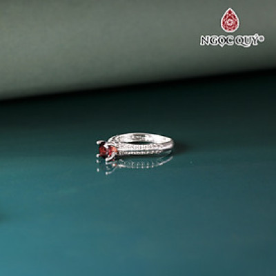 Nhẫn bạc đính đá thiên nhiên hạt hạt 5mm Ni17 - Ngọc Quý Gemstones