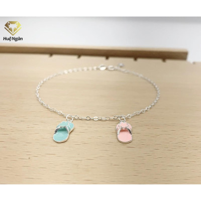 Lắc chân bạc Ý 925 Huệ Ngân - Đôi Dép Xinh Xắn JL022