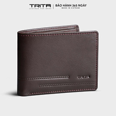 Ví nam da bò Trita ( Thời trang nam dáng ngang họa tiết sọc chéo - Ví da RVN17 )