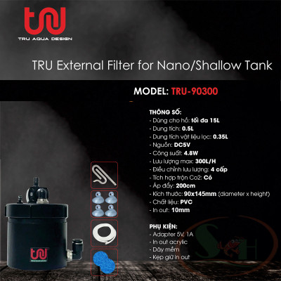 Lọc thùng mini TRU PVC Nano External Filter bể cá tép thủy sinh shallow