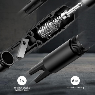 Dụng cụ sinh tồn Baseus Sharp Tool Safety Ham-mer CRSFH (tích hợp Dao cắt và phá kính) - Hàng chính hãng