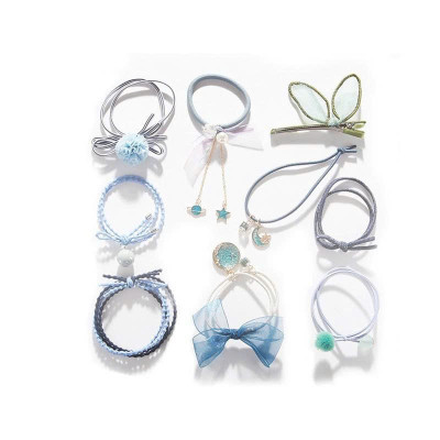 Sét 9 dây buộc tóc và kẹp xinh xắn, có kèm túi lưới phong cách Hàn Quốc, giao màu ngẫu nhiên