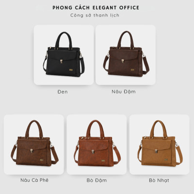 Túi Xách Công Sở Nam Nữ Đựng Laptop 14 inch, Nhiều Ngăn, Đựng Tài Liệu A4 Cao Cấp IDIGO UB2-6032