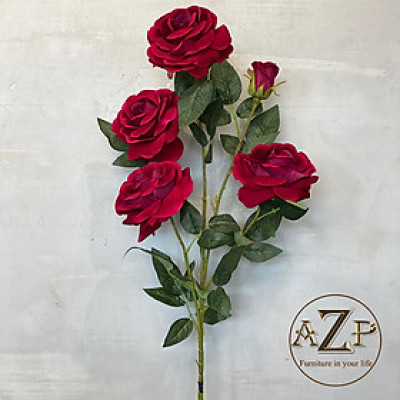 Hoa Hồng Pháp – Hoa Vải mềm mại Như Thật - Hàng Nhập Khẩu Thái Lan Size Đại 13-15cm, Cành Dài 110cm