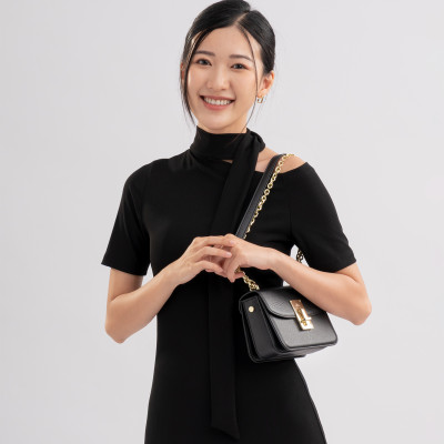 Túi Lata ( Thời trang nữ dự tiệc phối khóa - Túi đeo chéo da HN112 )