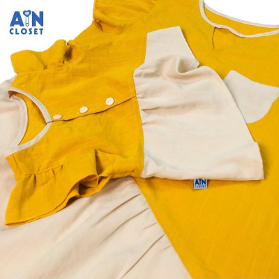 Bộ quần áo ngắn cho mẹ Vàng be đũi xước - AICDMEZVHZ51 - AIN Closet