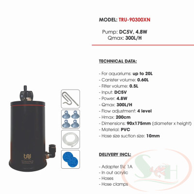 Lọc thùng mini TRU PVC Nano External Filter bể cá tép thủy sinh shallow