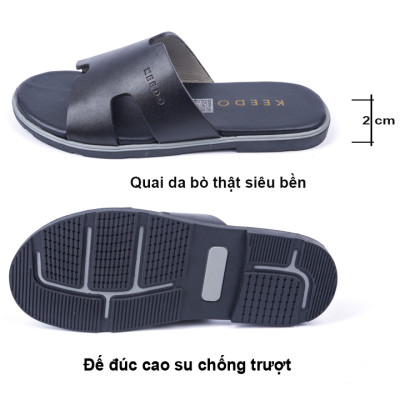 Dép da nam chữ H cao cấp KEEDO PK018