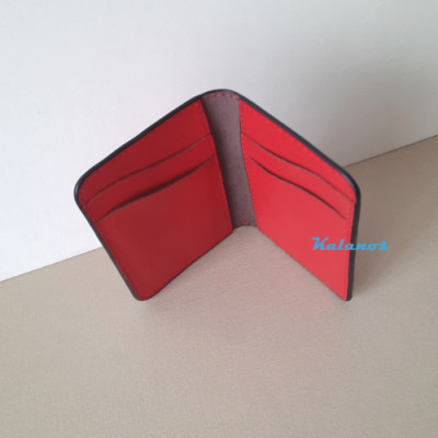 Ví nữ mini đựng thẻ card da bò cao cấp Kalanos KBN760-Do màu đỏ đẹp, ví mini cute