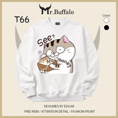 Áo dài tay mèo ami bụng bự no money hàng loại 1 Mr.Buffalo