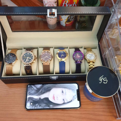 Hộp Đựng Đồng Hồ Đeo Tay 6 Ngăn SAIKE SAIKE S600 Vỏ Da Màu Đen