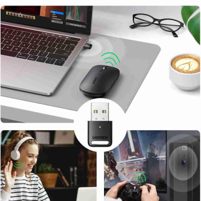 Ugreen UG80890CM390TK BT 5.0 Màu Đen USB nhận Bluetooth chuẩn 5.0 hổ trợ kết nối 5 thiết bị Bluetooth cùng lúc KHÔNG hổ trợ Apple - HÀNG CHÍNH HÃNG