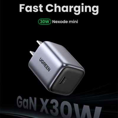 Ugreen UG90901CD319TK 30W chuẩn cắm US Màu Xám Củ sạc nhanh GAN cổng USB-C - HÀNG CHÍNH HÃNG