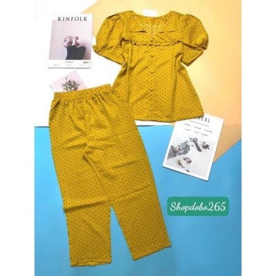 Đồ bộ nữ,đồ ngủ mặc nhà lửng 9 tấc vải lụa mango BL 49 họa tiết dễ thương size 47-60kg.