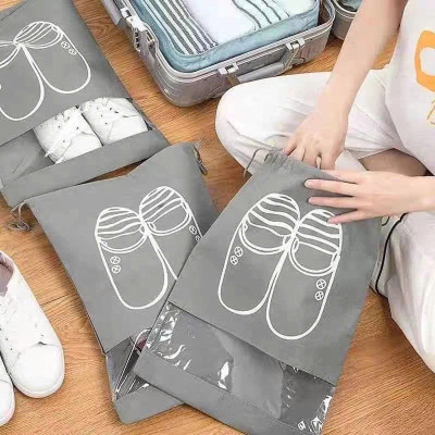 Giỏ đựng giày  , Túi đựng giày dép dây rút Có Hình chống bẩn đi du lịch dã ngoại