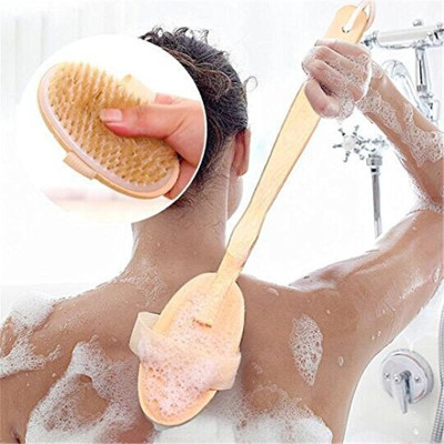 Bàn Chải Tắm Cán Gỗ Tự Nhiên Làm Sạch Da Khô, Cây Chà Lưng Tiện Dụng, Gậy Tắm Massage Cơ Thể Body Cực Sạch AOE1028