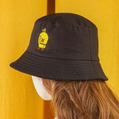 Mũ tai bèo bucket con vịt màu vàng Hạnh Dương thêu độc đáo, dễ thương, vành rộng chống nắng tốt, chất liệu vải mềm mại