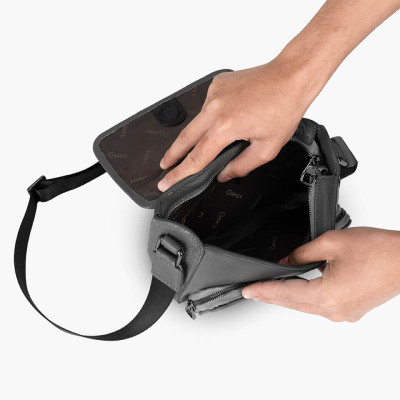 Túi Đeo Chéo Cầm Tay Thời Trang Nam Da Bò Mill Cao Cấp Gence TD13 Màu Ghi