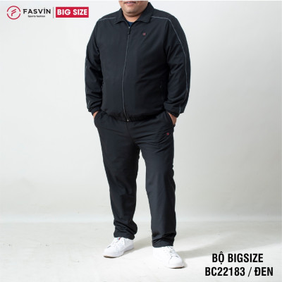 Bộ quần áo gió nam BIG SIZE FASVIN BC22183.HN vải thể thao cao cấp 02 lớp lót vải thun mềm mại hàng chính hãng