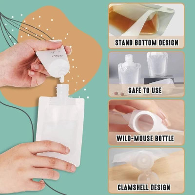 Set 3 tuýp chiết mỹ phẩm du lịch đựng dầu gội, sữa tắm, lotion, toner 60ML- Bộ chai lọ chiết mỹ phẩm tái sử dụng Phượt Dã Ngoại Đi Chơi Văn Phòng