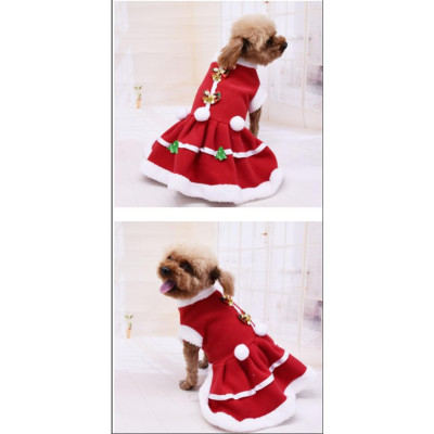 Quần Áo Giáng Sinh Chó Mèo - Váy Noel cho Thú Cưng, Có Mũ, Vải Cotton dày, giữ ấm