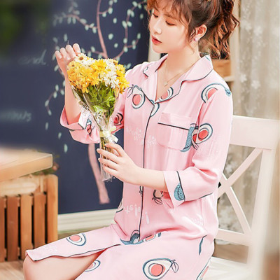Đầm ngủ sơ mi in hoa văn dễ thương Q157 - Váy ngủ sơ mi sexy - Đầm ngủ