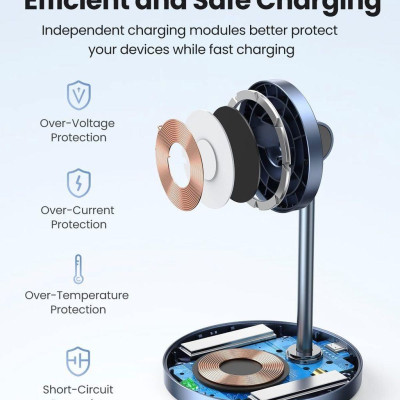 Ugreen UG90668CD317TK 20W MagSafe cho Iphone + air pod Bộ sạc hit từ tính không dây 2 trong 1 Màu Đen - HÀNG CHÍNH HÃNG