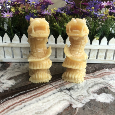 Cặp cá Chép hóa Rồng phong thủy đá ngọc hoàng long - Cao 15 cm