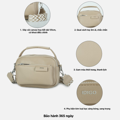 Túi xách nữ đeo vai phom mềm, túi đeo chéo nữ nhiều ngăn dây đeo vải họa tiết IDIGO FB2 - 4323