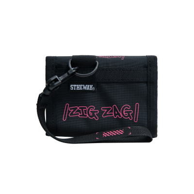 Ví Ngắn Đen Chữ Hồng 5THEWAY aka /PUBLIC ICON/ SQUARE WALLET in HOT PINK