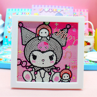 Tranh Đính Đá, COMBO 3 TRANH NGẪU NHIÊN, Tranh Đính Đá Tự Làm Kèm Khung 20x20cm, Quà Tặng Sinh Nhật Cho Bé Gái