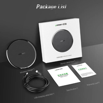 Ugreen UG50517CD176TK 10W sạc nhanh chuẩn QI không dây màu đen có phủ lớp chống trượt - HÀNG CHÍNH HÃNG