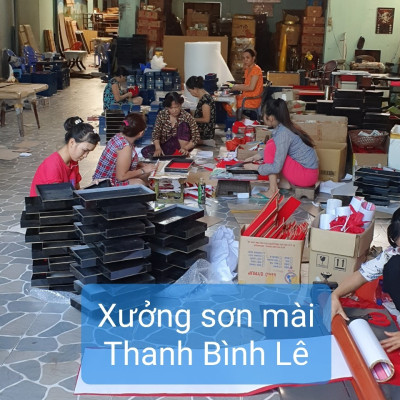 Tranh sơn mài liễn thờ cửu huyền thất tổ cẩn ốc cao cấp Thanh Bình Lê 120x143 cm