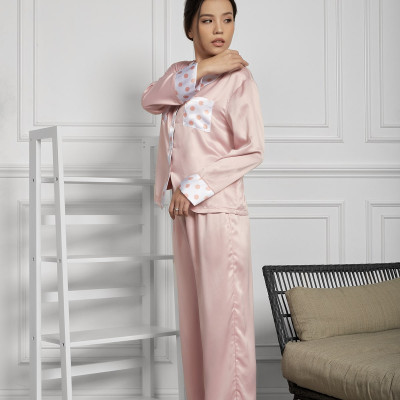 Đồ Bộ Nữ Mặc Nhà Pijama Dài Lụa Satin Maxivic, La Mộc - MM112101