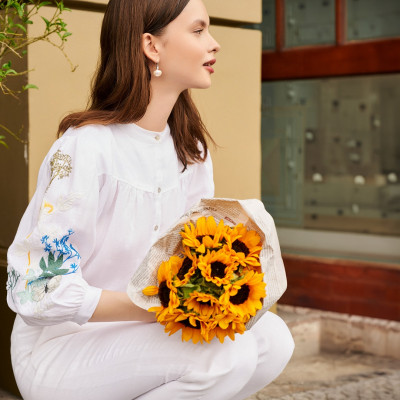 Áo Linen Thêu Tay Mơ TOP206 Thời trang thiết kế Hity