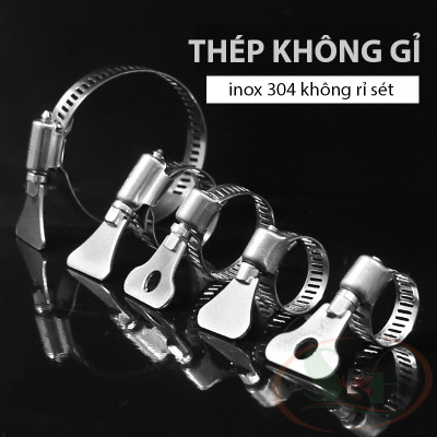 Cổ dê đai siết giữ dây ống tay vặn inox kẹp ống lọc bể cá tép thủy sinh