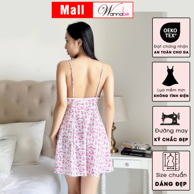 Đồ ngủ nữ Wannabe DNS76 đầm ngủ hai dây cổ chữ V xẻ sâu quyến rũ gợi cảm