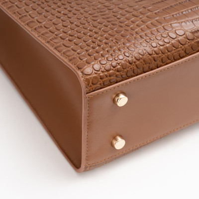 Túi xách nữ công sở Gence da bò dập vân TX19 Nâu Lion