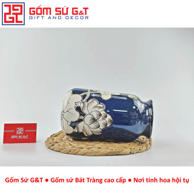 Lọ hoa men hỏa biến dáng đầm vẽ sen Gốm Sứ G&T