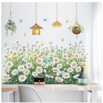 Sticker Giấy Dán Tường Decal Dán tường Tranh Dán Tường Trang Trí Tường Mẫu Vườn Hoa Cúc Trắng ZDB-2593
