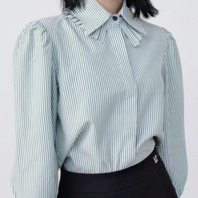 LAAS Somi tay phòng sọc xanh dịu dàng thanh lịch nữ tính