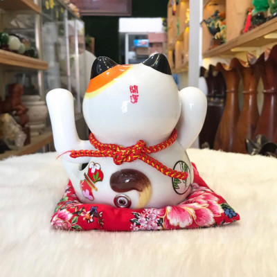 Mèo Thần Tài  Maneki Neko  vẫy tay chiêu tài lộc 16cm bằng gốm sứ - mẫu giao ngẫu nhiên