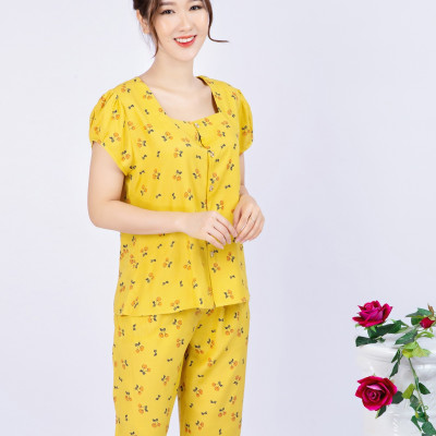 Đồ bộ nữ cộc tay - Đồ bộ mặc nhà - Đồ ngủ mặc nhà nữ - Đồ bộ nữ lửng - Set bộ đũi mặc nhà nữ Vicci BDT.85 họa tiết quả Sơ ri