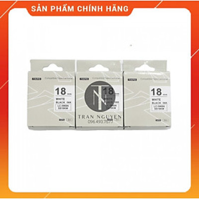 [Combo 3 hộp] Nhãn in Tepra SS18KW (LC-18WBN) - Chữ đen nền trắng 18mm x 8m - Hàng nhập khẩu