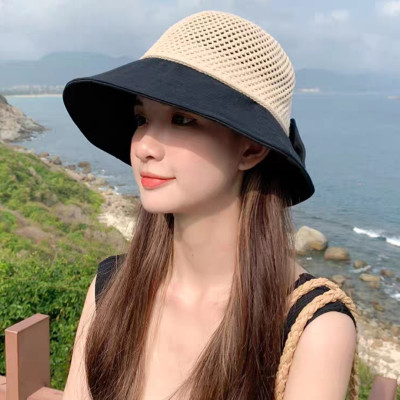 Nón nữ đi biển đẹp mũ rộng vành chống nắng UV cho nữ chất liệu cói vải gấp gọn dona2203204
