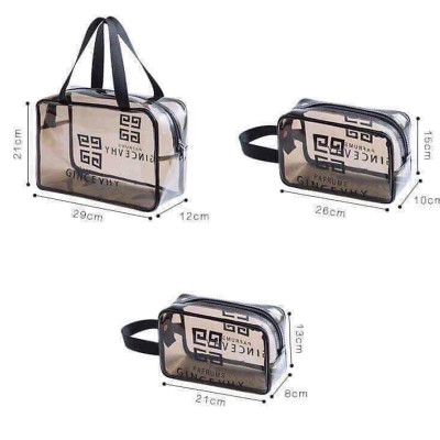 Set 3 Túi Đựng Mỹ Phẩm Trong Suốt Chống Thấm Nước Đa Dạng Kích Thước Đi Biển Đi Bơi Tiện Lợi Du Lịch - Hàng Loại 1 - CHính Hãng MINIIN